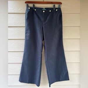 Lauren Ralph Lauren Black Cotton Stretch Wide Leg Pants Size 14